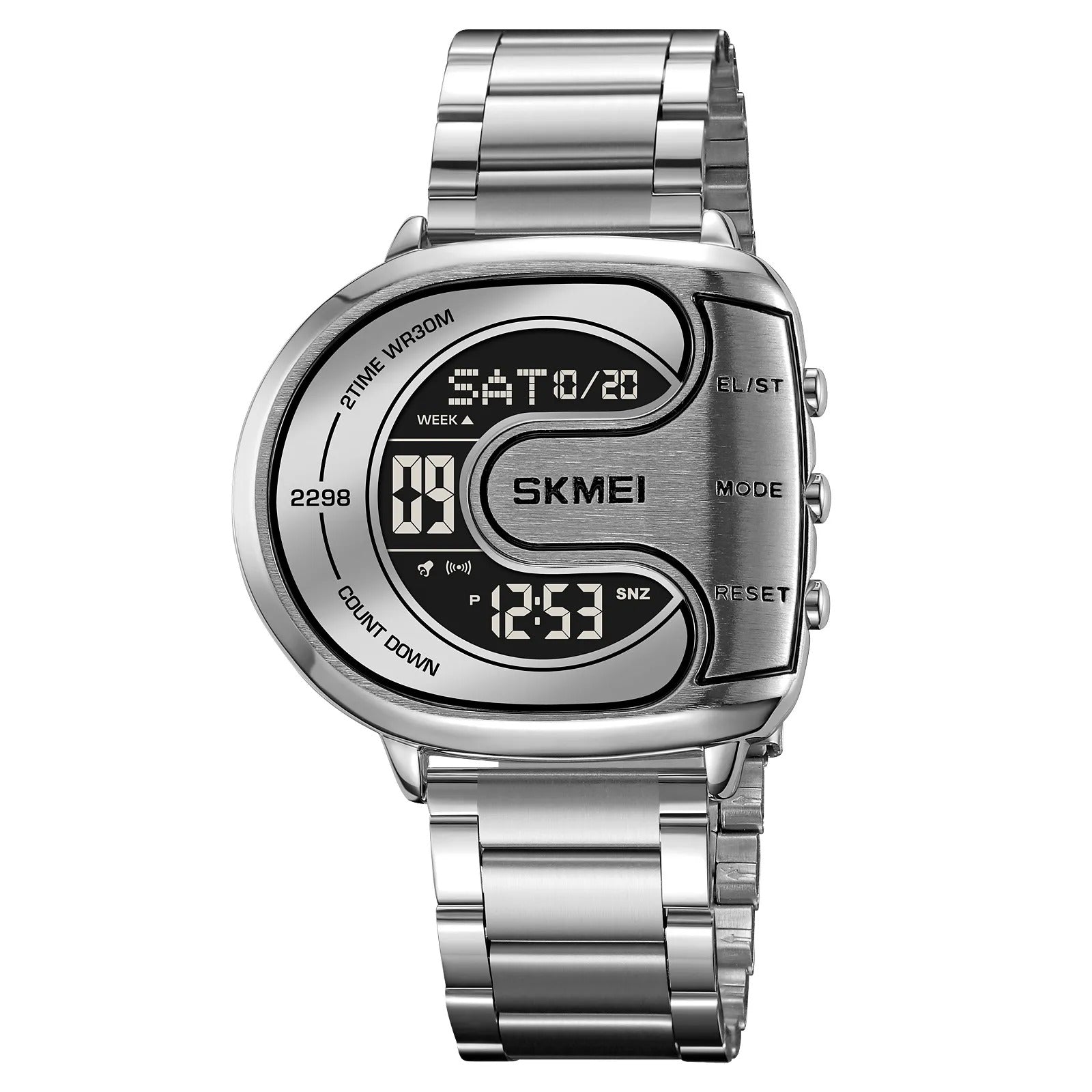 SKMEI 2298 Digital Chronograph Sports Wristwatch - silver/black image 0