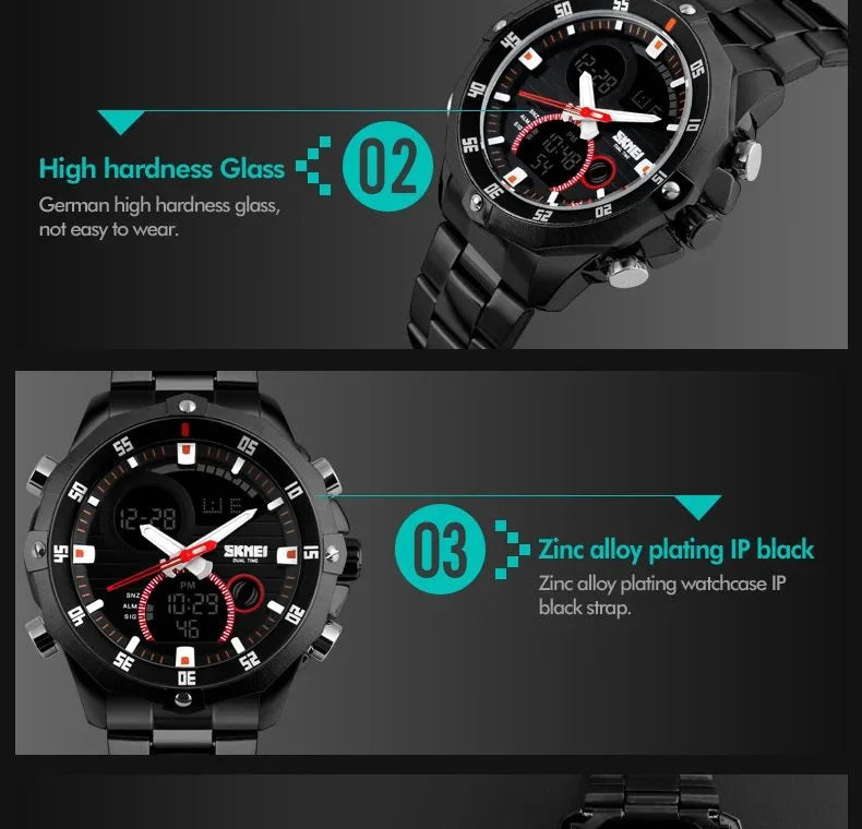 Skmei - 1146 - Waterproof Dual Display LED Digital Alarm - Black image 7