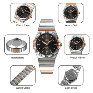 SKMEI - 9257 - Business Stainless Steel Band Men's Watch - rose gold/silver-black (man) image 3