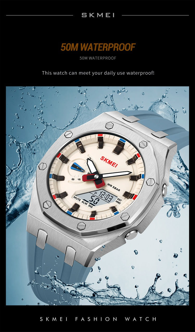 Skmei - 2243 - World time 50 Timezone-Silver/LightBlue image 3