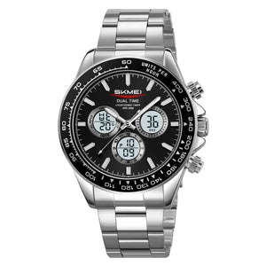 SKMEI - 2505 - Electronic Quartz Dual Display Watch - Silver/Black-Steel image 1