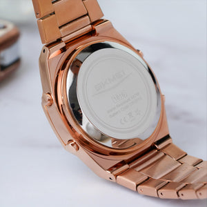 Skmei - 1816 - Dual Display luminous waterproofs 50+ timezone - RoseGold/White image 2