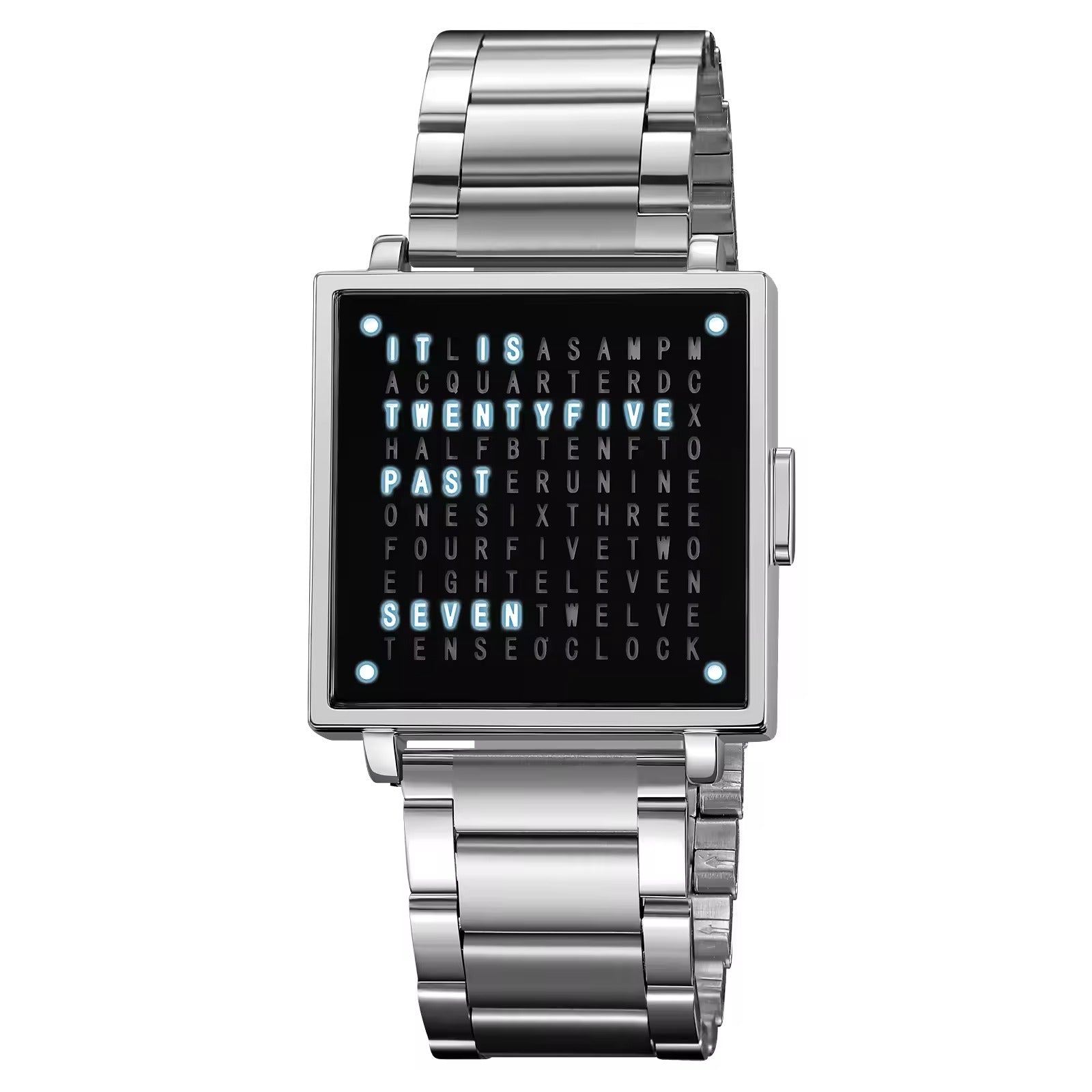 Skmei - 2388 - Luxury Word Dial Watch - Silver-Steel image 0