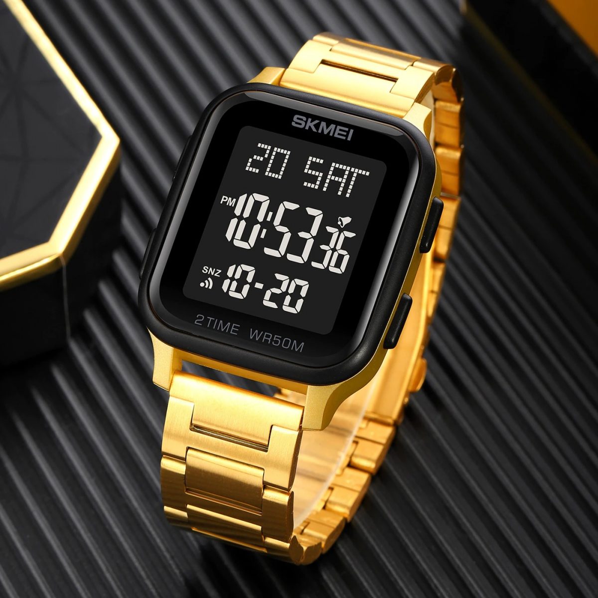 Skmei - 1859 - Digital Electronic LED Display Watch - gold image 3