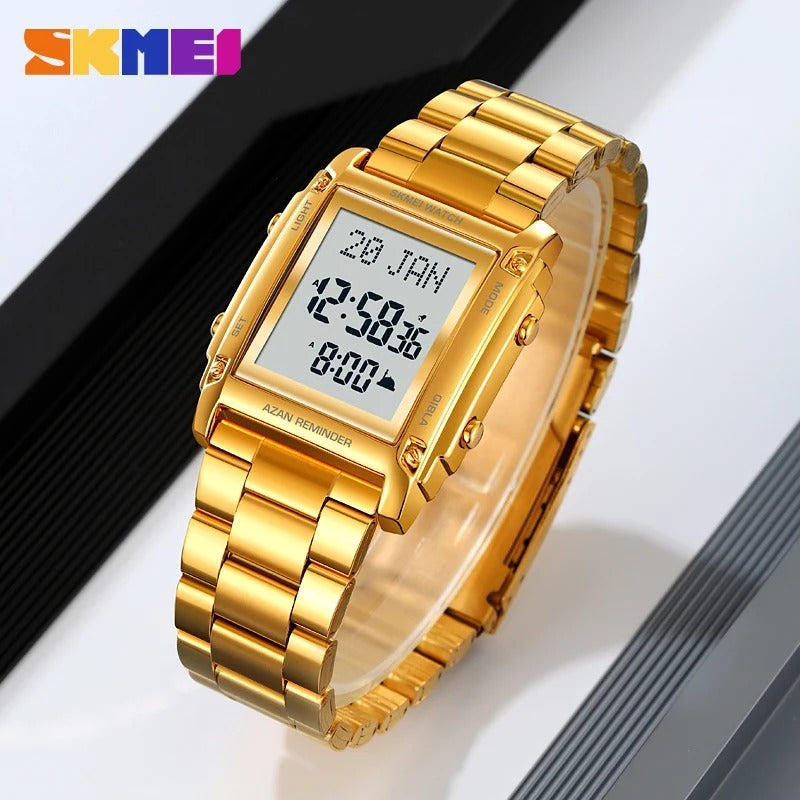 Skmei - 2277 - Qibla Azan Time Reminder Prayer Watch - Golden image 2