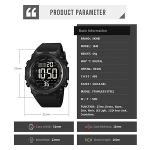 SKMEI - 1845 - High Quality Luxury Watch - Black image 4
