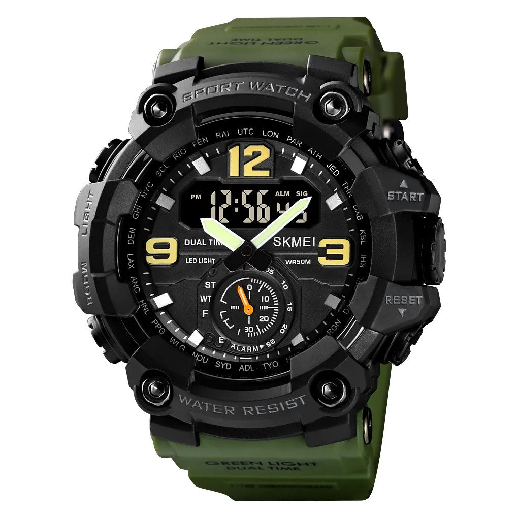 Skmei - 1637 - Warrior Dual Display Watch - Army Green image 0