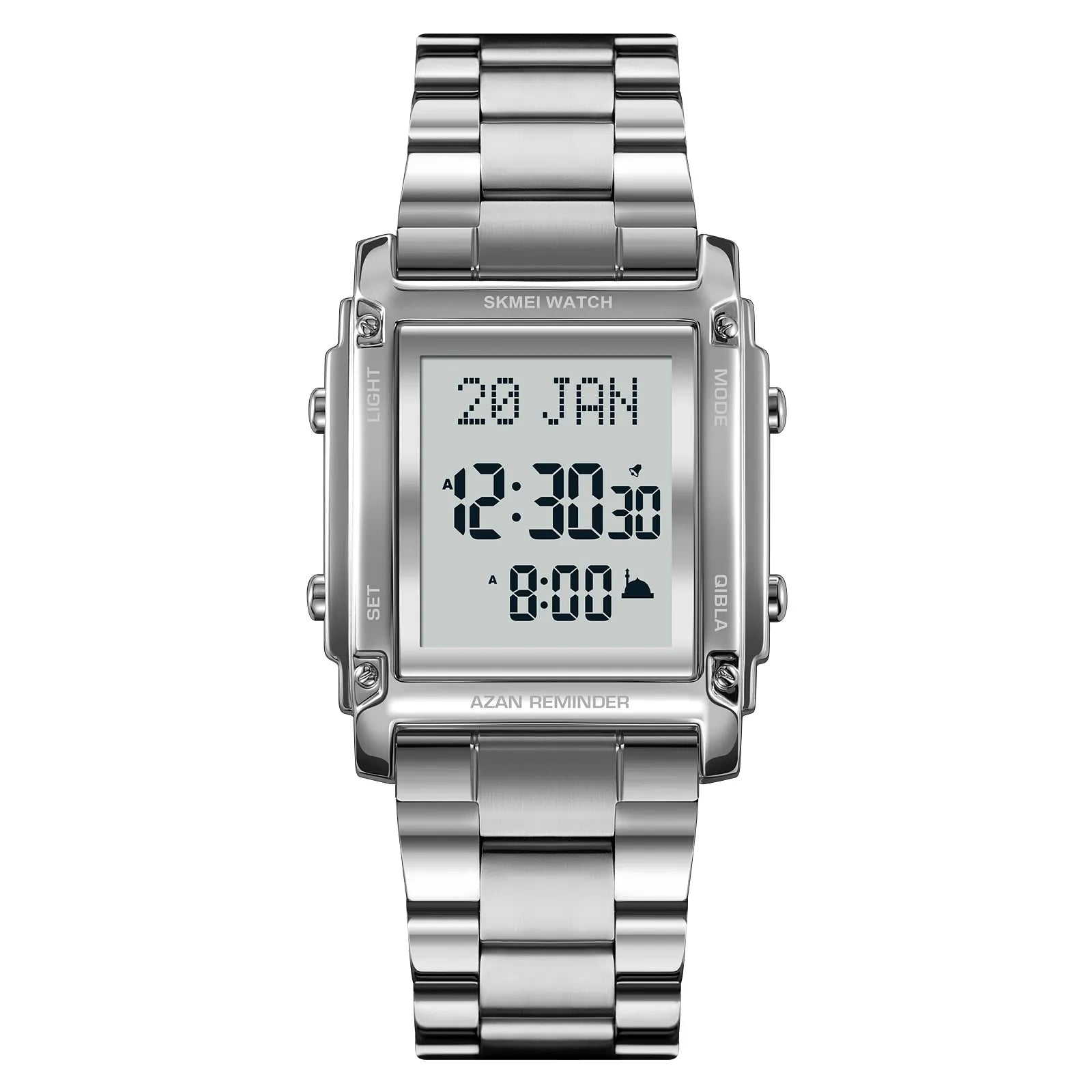 SKMEI - 2277 - Qibla Azan Time Reminder Prayer Watch - silver image 0