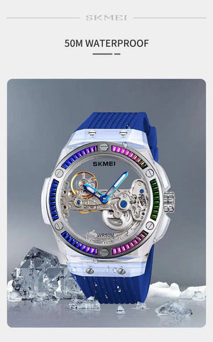 Skmei – M032 – Hollow Automatic 50M Waterproof - Blue image 3