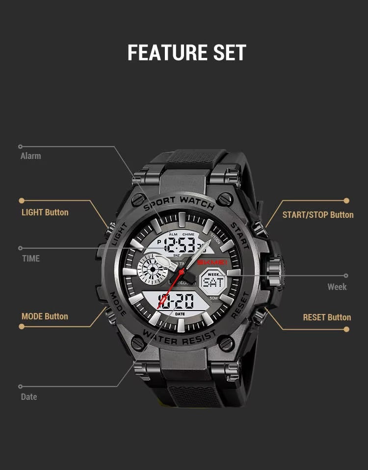 SKMEI - 2417 - High Quality Luxury Watch - Black/White image 4