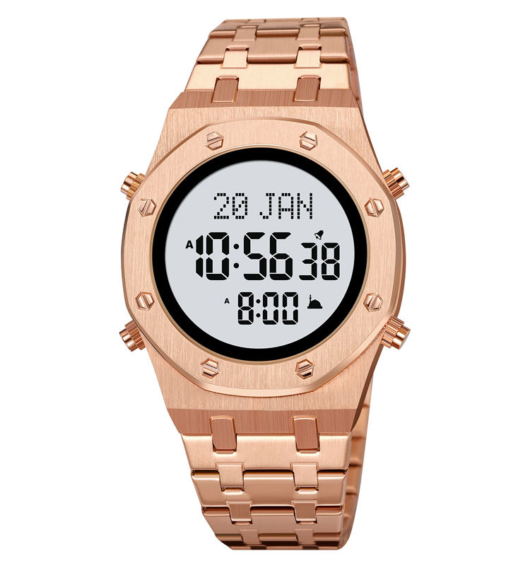 SKMEI - 2043 - Qibla Azan Time Reminder Prayer Watch - rosegold/white image 1