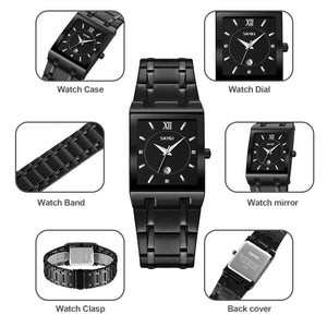 SKMEI 9263 Square Analog Quartz Watch - Black/Black image 4