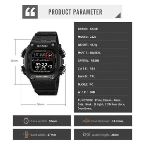 Skmei - 2126 - Luminous 50m Waterproof Mutifunctional - Black/White image 3