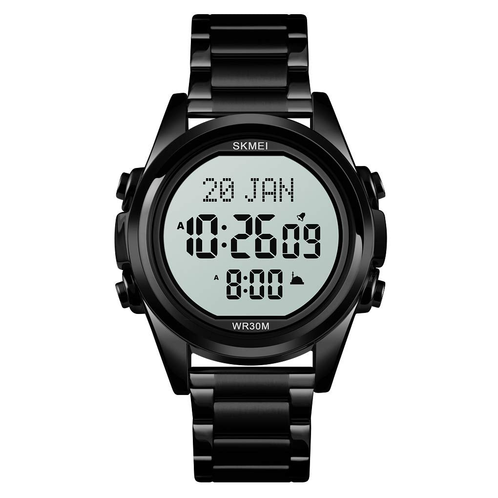 SKMEI - 1667 - Qibla Azan Time Reminder Prayer Watch - Black / white image 0