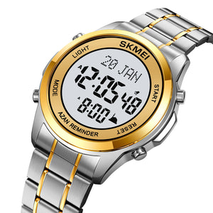 SKMEI - 2097 - Qibla Azan Time Reminder Prayer Watch - silver/gold-white image 0