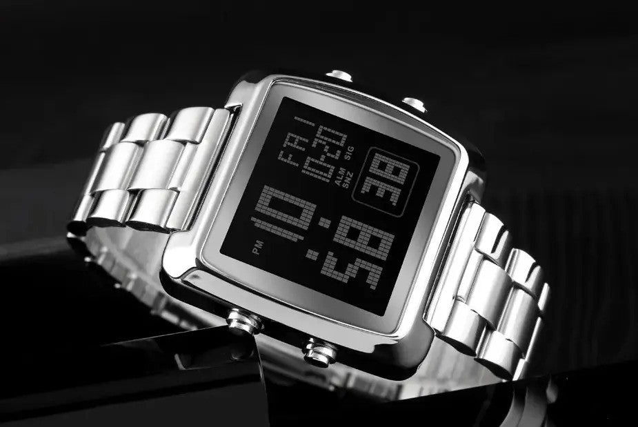 Skmei - 1369 - Digital Luxury Gents Stainless Steel Watch - Silver image 2