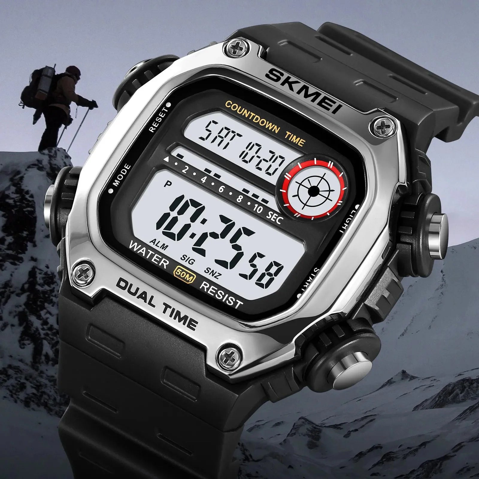 Skmei - 2126 - Luminous 50m Waterproof Mutifunctional - Silver/Black image 1