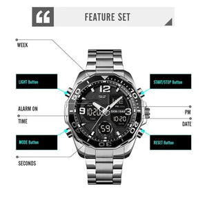 Skmei - 1649 - Rotatable Ring Quartz MultiFunctional Watch - Silver image 4