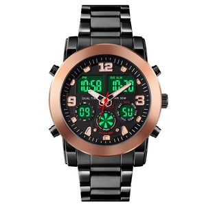 SKMEI - 1642 - Three Times Dial Analog and Digital Quartz Watches - Rose Gold image 4
