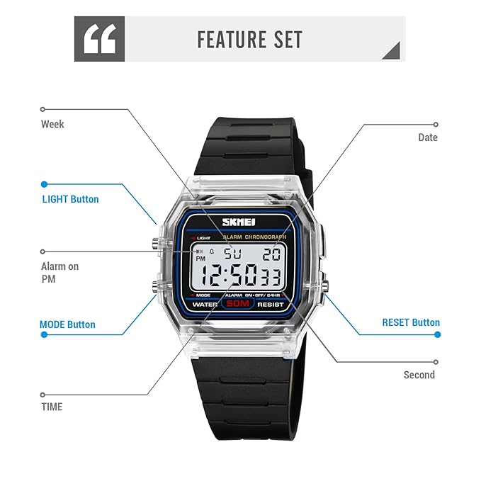Skmei - 2056 - Women Neon Clear Digital Watch - White/Black image 3
