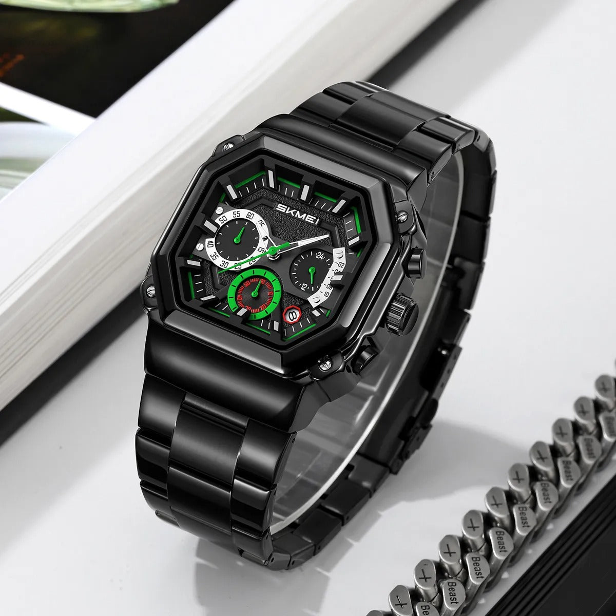 Skmei - 9359 - Quartz Chronograph Heavy-Duty Metal Build - green image 1