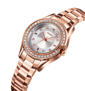 SKMEI 1534 Women Elegant Quartz Stainless Steel Watch - rose gold