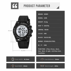Skmei - 2045- Digital Multifunctional Luminous Waterproof - Black/White image 2