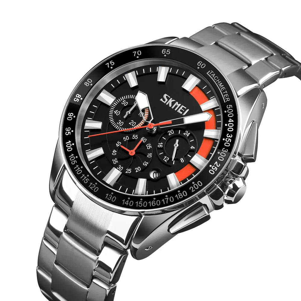 SKMEI 9167 Premium Chronograph Steel Watch - Orange