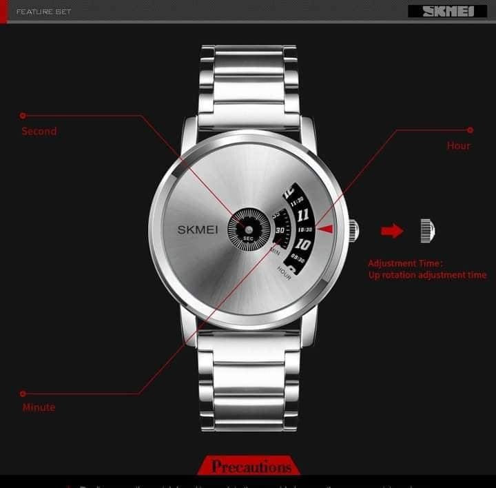 SKMEI -1260 - Waterproof Business Watch For Men - Silver/Silver-Steel image 2
