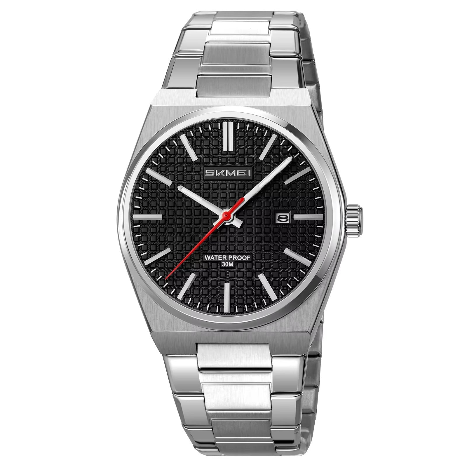 Skmei - 9396 - Premium Steel Analog Function Watch - silver-black image 1