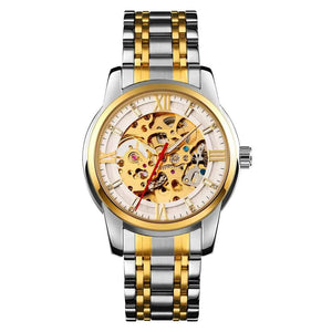 SKMEI 9222 Luxury Automatic Skeleton Watch - Gold/Silver/White
