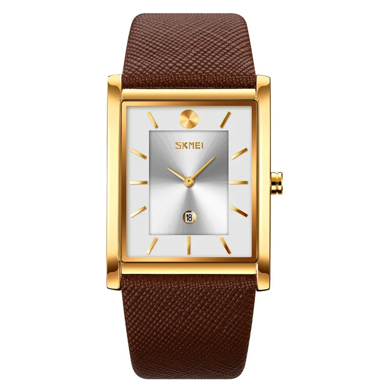 SKMEI 9256 Elegant Slim Rectangular Watch - Gold/Silver