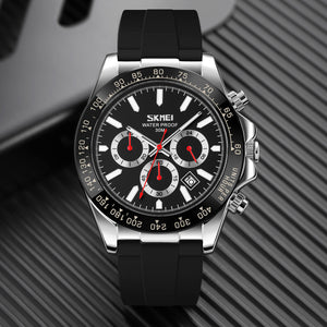 SKMEI 9275 Premium Chronograph Quartz Watch - Silver/Black