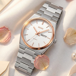 SKMEI 9288 Business Class Luxury Watch – Silver/RoseGold/Silver