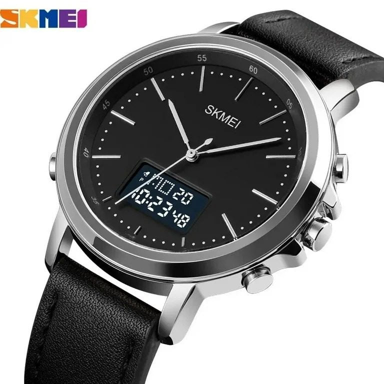 Skmei - 1652 (Strap) - Multifunctional Waterproof - Silver/Black-Leather image 0