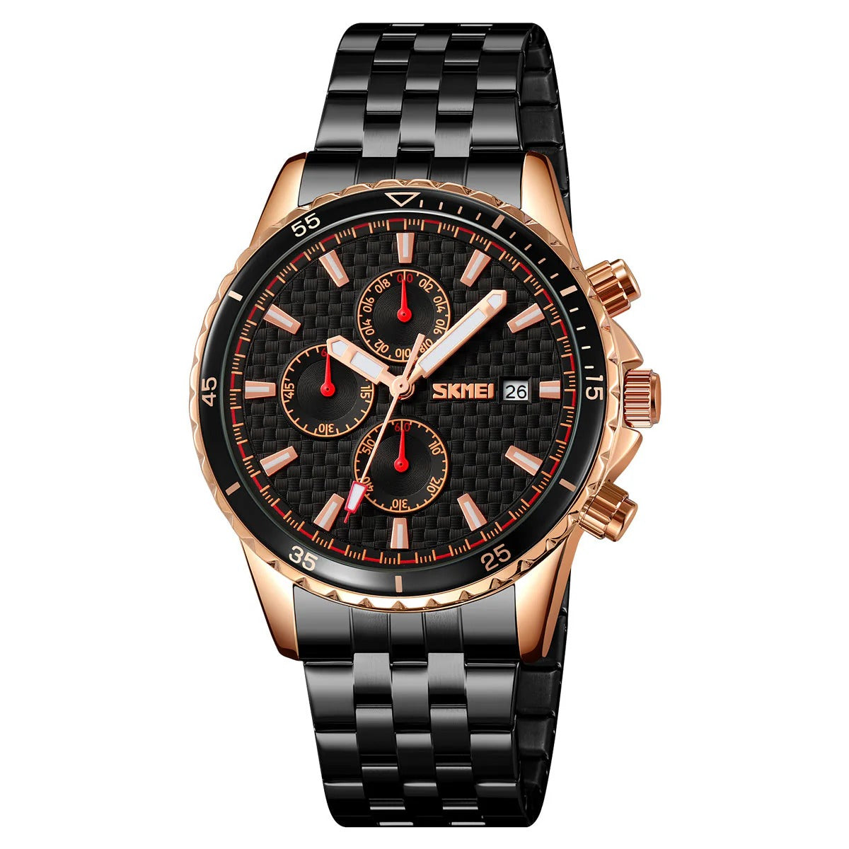 SKMEI - 9334 - Quartz Chronograph Analog Dial Stainless Steel Watch - rosegold/black image 0
