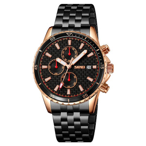 SKMEI - 9334 - Quartz Chronograph Analog Dial Stainless Steel Watch - rosegold/black image 0