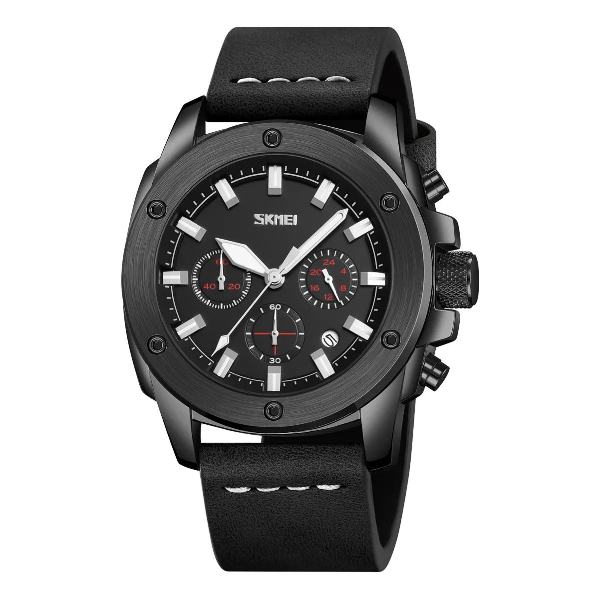 Skmei 9327 - Functional Chronograph Features Watch - black-black image 0