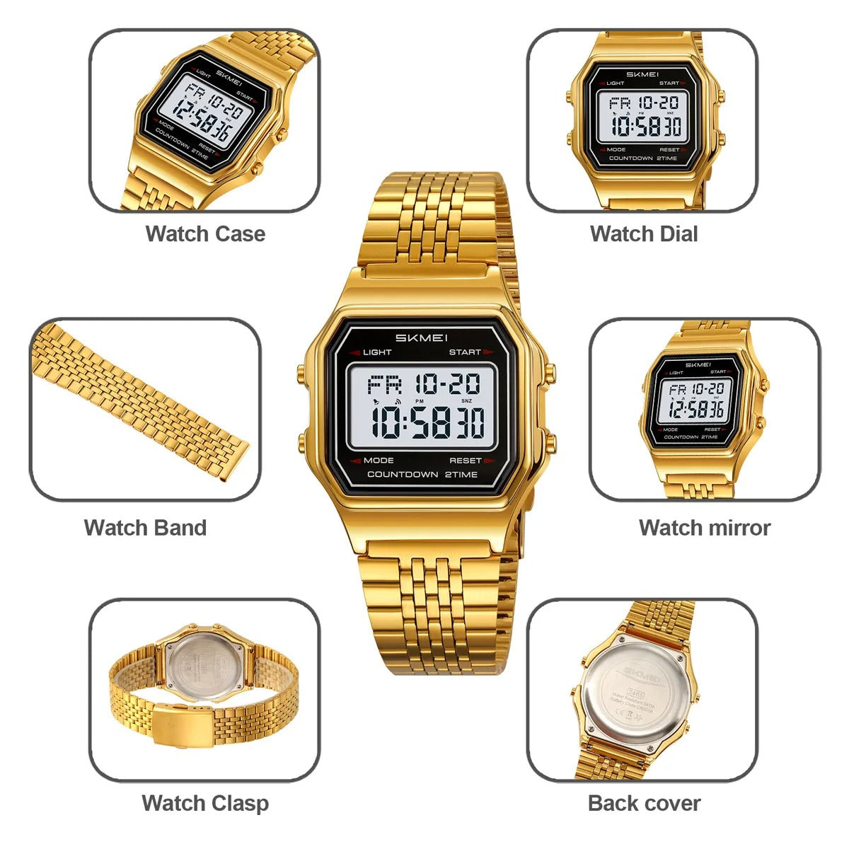 Skmei – 2465 – Digital Seven Bead Strap Watch – Gold/SevenBead image 4