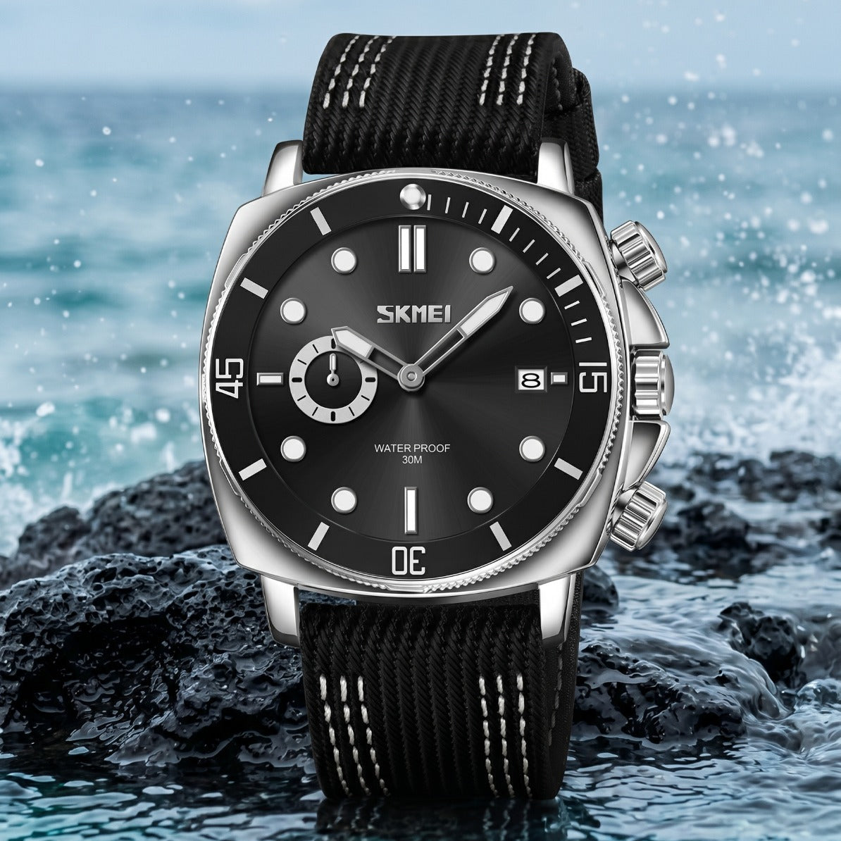 SKMEI 9328 Analog Quartz Nylon Strap Casual Watch - Black