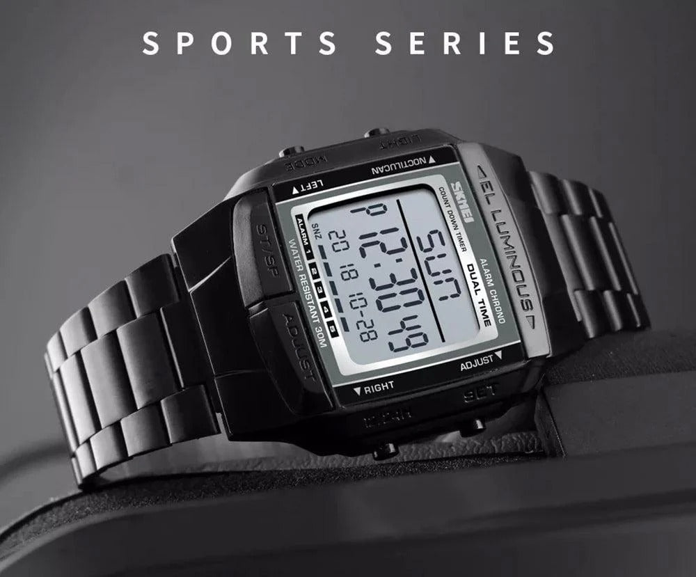 Skmei - 1381 - Digital Stainless Steel Watch - Black image 4