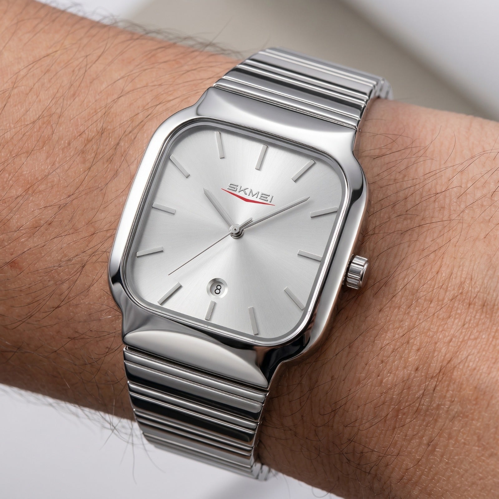 SKMEI 9361 Classic Minimal Square Watch - silver/silver