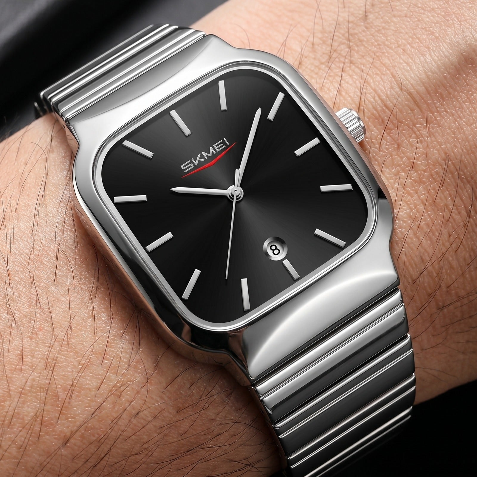 SKMEI 9361 Classic Minimal Square Watch - Silver/Black