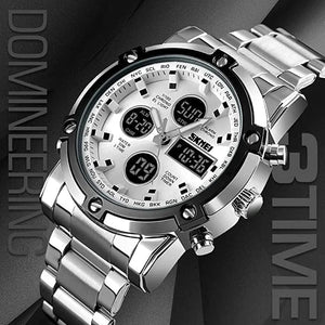 Skmei – 1389 – Dual Display Waterproof Business Watch - Silver/Silver image 6