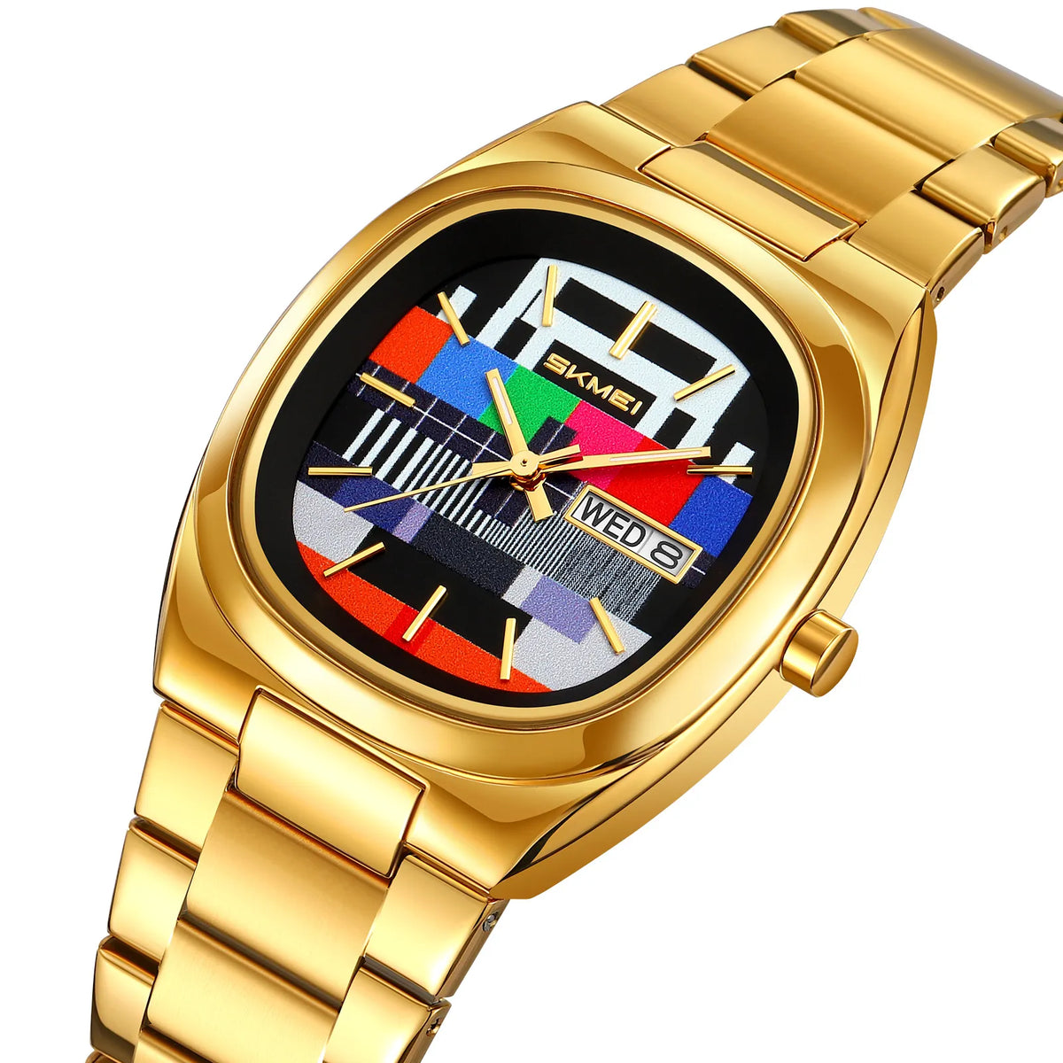 SKMEI 9375 Business Gentleman Vintage Watch – Gold/Colorful