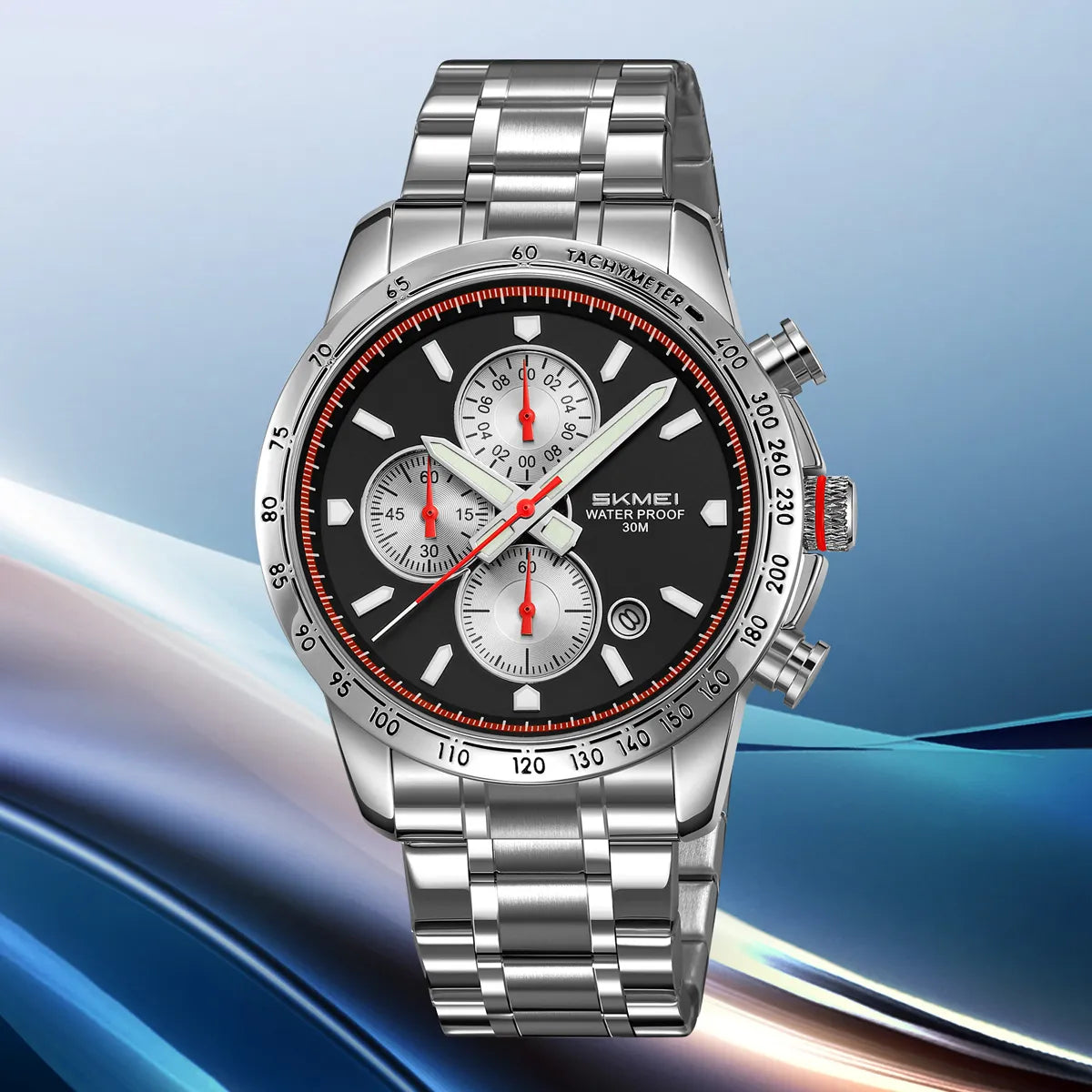 9376 SKMEI 9376 Stainless Steel Chronograph Watch - Silver/Black - Skmei ...