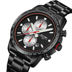 SKMEI 9376 Stainless Steel Chronograph Watch - Black/Black