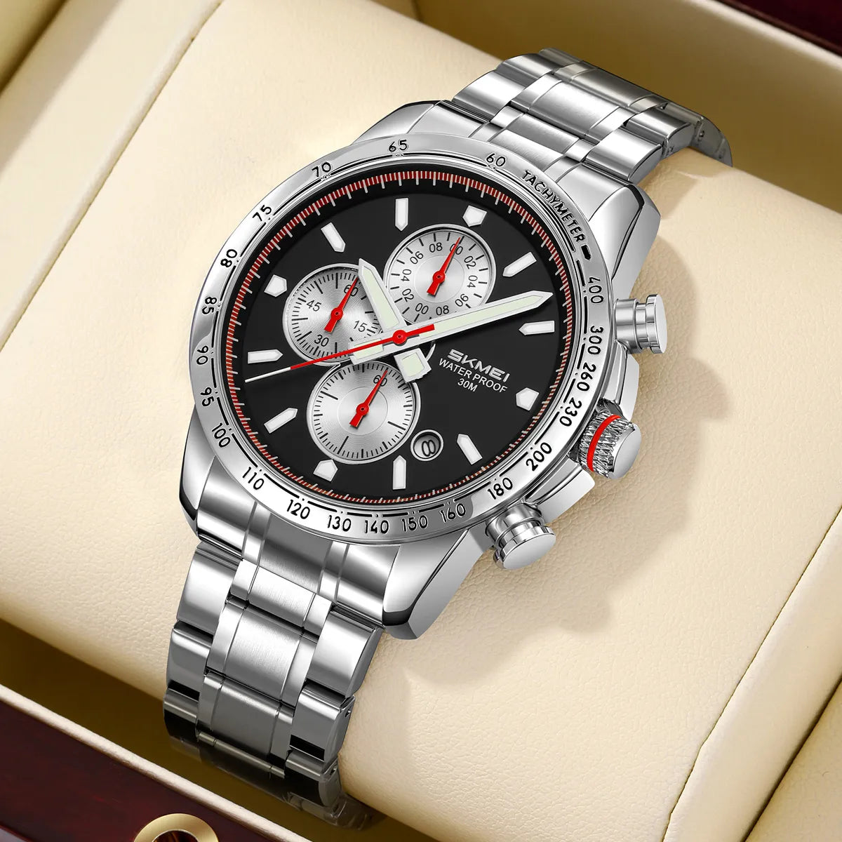 9376 SKMEI 9376 Stainless Steel Chronograph Watch - Silver/Black - Skmei ...