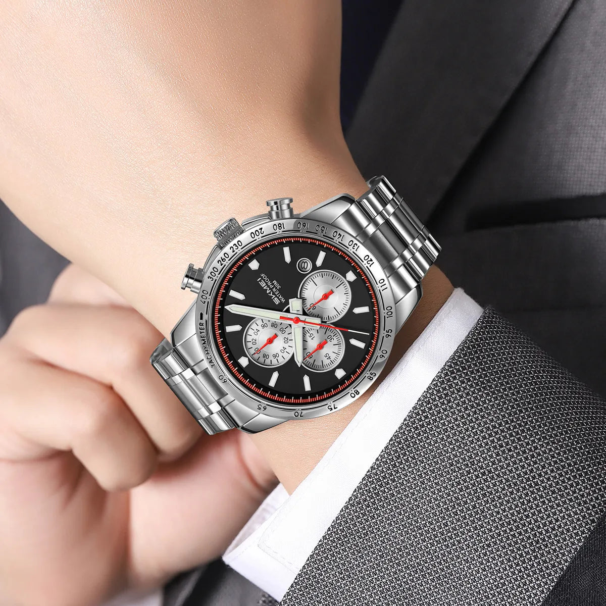 9376 SKMEI 9376 Stainless Steel Chronograph Watch - Silver/Black - Skmei ...
