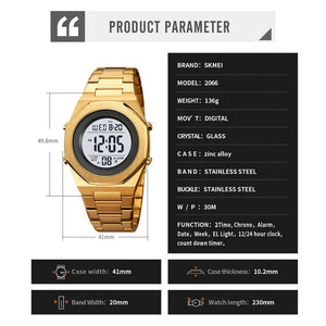 Skmei - 2066 - Digital Sports Waterproof Hand Multifunctional - Golden/White image 4